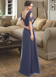 Victoria A-Line V-neck Floor-Length Bridesmaid Dress With Ruffle STKP0013074