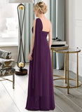 Tori A-line One Shoulder Floor-Length Chiffon Bridesmaid Dress With Ruffle STKP0013078