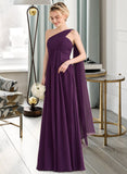 Tori A-line One Shoulder Floor-Length Chiffon Bridesmaid Dress With Ruffle STKP0013078