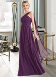 Tori A-line One Shoulder Floor-Length Chiffon Bridesmaid Dress With Ruffle STKP0013078