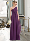 Tori A-line One Shoulder Floor-Length Chiffon Bridesmaid Dress With Ruffle STKP0013078