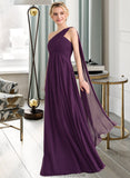 Tori A-line One Shoulder Floor-Length Chiffon Bridesmaid Dress With Ruffle STKP0013078