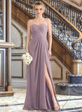 Ryan A-Line Sweetheart Floor-Length Chiffon Bridesmaid Dress With Ruffle Split Front STKP0013079