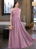 Cassie A-line One Shoulder Floor-Length Chiffon Bridesmaid Dress With Ruffle STKP0013080