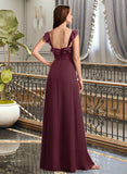 Elva A-Line V-neck Floor-Length Bridesmaid Dress With Split Front STKP0013083