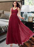 Sydney A-Line Sweetheart Floor-Length Chiffon Bridesmaid Dress With Ruffle Pockets STKP0013087