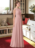 Zara Chiffon Lace A-Line Floor-length Bridesmaid Dress STKP0013107