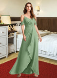 Mallory A-Line V-neck Asymmetrical Bridesmaid Dress With Split Front STKP0013109