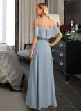 Aubree A-Line Off-the-Shoulder Floor-Length Bridesmaid Dress With Ruffle Split Front STKP0013116