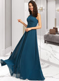 Kate A-Line Scoop Neck Floor-Length Bridesmaid Dress With Ruffle STKP0013120