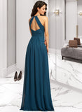 Kate A-Line Scoop Neck Floor-Length Bridesmaid Dress With Ruffle STKP0013120