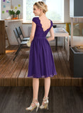 Avah A-Line V-neck Knee-Length Chiffon Lace Bridesmaid Dress STKP0013122