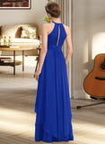 Lorena A-Line Scoop Neck Floor-Length Chiffon Bridesmaid Dress With Ruffle STKP0013133