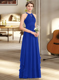 Lorena A-Line Scoop Neck Floor-Length Chiffon Bridesmaid Dress With Ruffle STKP0013133