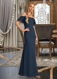 Melinda Sheath/Column Off-the-Shoulder Floor-Length Bridesmaid Dress With Ruffle Beading STKP0013149