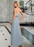 Valeria A-Line V-neck Asymmetrical Bridesmaid Dress With Ruffle STKP0013155