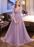 Sienna A-Line V-neck Floor-Length Chiffon Bridesmaid Dress STKP0013162