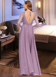 Sienna A-Line V-neck Floor-Length Chiffon Bridesmaid Dress STKP0013162