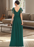 Tatiana A-Line V-neck Floor-Length Bridesmaid Dress With Lace Split Front STKP0013166