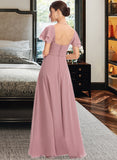 Shayla A-Line Square Neckline Floor-Length Bridesmaid Dress With Ruffle Cascading Ruffles STKP0013172