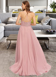 Regina A-Line V-neck Floor-Length Chiffon Bridesmaid Dress STKP0013173