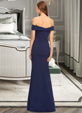 Izabella Trumpet/Mermaid Off-the-Shoulder Floor-Length Stretch Crepe Bridesmaid Dress With Split Front STKP0013175