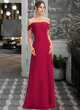 Kayden Sheath/Column Off-the-Shoulder Floor-Length Bridesmaid Dress With Ruffle STKP0013177