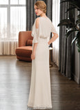 Seraphina Sheath/Column Scoop Neck Floor-Length Chiffon Bridesmaid Dress With Cascading Ruffles STKP0013180