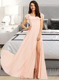 Madeline A-Line Square Neckline Floor-Length Bridesmaid Dress With Split Front STKP0013186