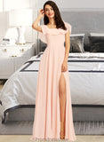 Madeline A-Line Square Neckline Floor-Length Bridesmaid Dress With Split Front STKP0013186