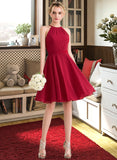 Yoselin A-Line Scoop Neck Knee-Length Chiffon Bridesmaid Dress With Ruffle Bow(s) STKP0013189