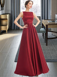 Delilah A-Line Scoop Neck Floor-Length Bridesmaid Dress STKP0013198