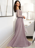 Alondra A-Line Off-the-Shoulder Floor-Length Bridesmaid Dress STKP0013200