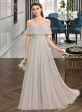 Shaniya A-Line Off-the-Shoulder Floor-Length Chiffon Bridesmaid Dress STKP0013202