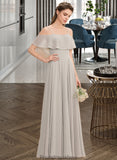 Shaniya A-Line Off-the-Shoulder Floor-Length Chiffon Bridesmaid Dress STKP0013202