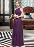 Marcie A-Line One-Shoulder Floor-Length Tulle Bridesmaid Dress With Ruffle STKP0013216