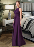 Briley Chiffon Halter-neck Floor-length Bridesmaid Dress With Lace STKP0013218