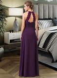 Briley Chiffon Halter-neck Floor-length Bridesmaid Dress With Lace STKP0013218