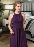 Briley Chiffon Halter-neck Floor-length Bridesmaid Dress With Lace STKP0013218