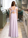 Juliana A-Line Square Neckline Floor-Length Bridesmaid Dress With Ruffle STKP0013220