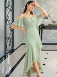 Melina Trumpet/Mermaid V-neck Asymmetrical Bridesmaid Dress With Ruffle STKP0013222