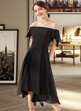 Laney A-Line Off-the-Shoulder Asymmetrical Chiffon Bridesmaid Dress With Cascading Ruffles STKP0013224