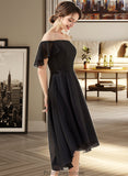 Laney A-Line Off-the-Shoulder Asymmetrical Chiffon Bridesmaid Dress With Cascading Ruffles STKP0013224