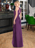 Julianna A-Line Scoop Neck Floor-Length Chiffon Bridesmaid Dress With Cascading Ruffles STKP0013228