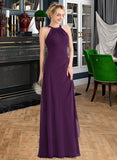 Julianna A-Line Scoop Neck Floor-Length Chiffon Bridesmaid Dress With Cascading Ruffles STKP0013228