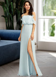 Saniyah A-Line Off-the-Shoulder Floor-Length Bridesmaid Dress With Split Front STKP0013231