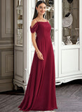 Laci A-Line Square Neckline Floor-Length Bridesmaid Dress With Bow(s) STKP0013242