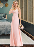 Melissa A-Line Sweetheart Floor-Length Chiffon Lace Bridesmaid Dress STKP0013248