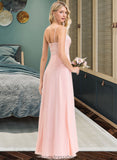 Melissa A-Line Sweetheart Floor-Length Chiffon Lace Bridesmaid Dress STKP0013248