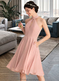 Marley A-Line Scoop Neck Knee-Length Chiffon Bridesmaid Dress With Lace Pockets STKP0013249